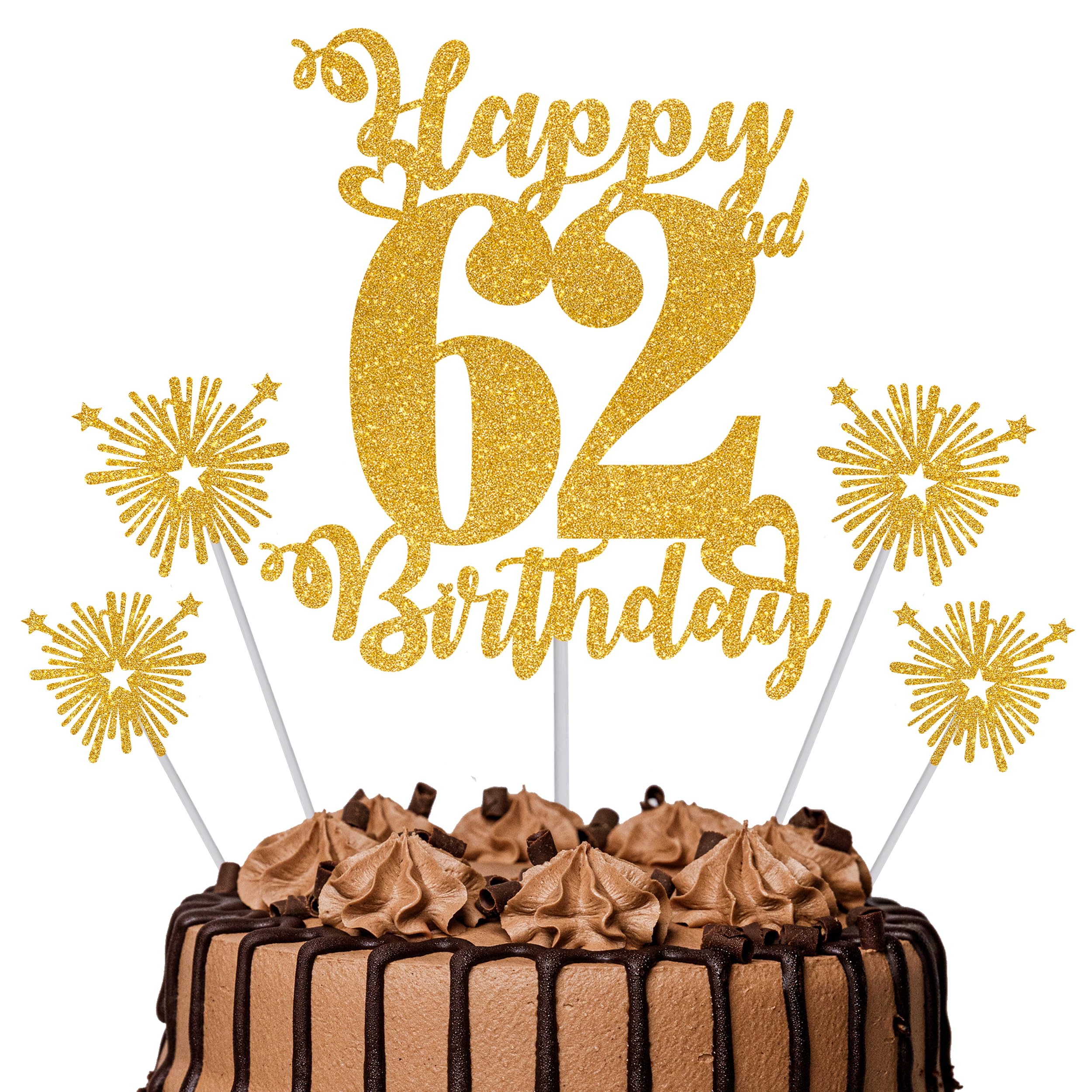 Gold Glitter 96th Birthday Cake Topper Set – 5 Piece Premium Glitter Birthday Decoration & Party Supplies for Men, Women & Kids – 96th Birthday — view 102