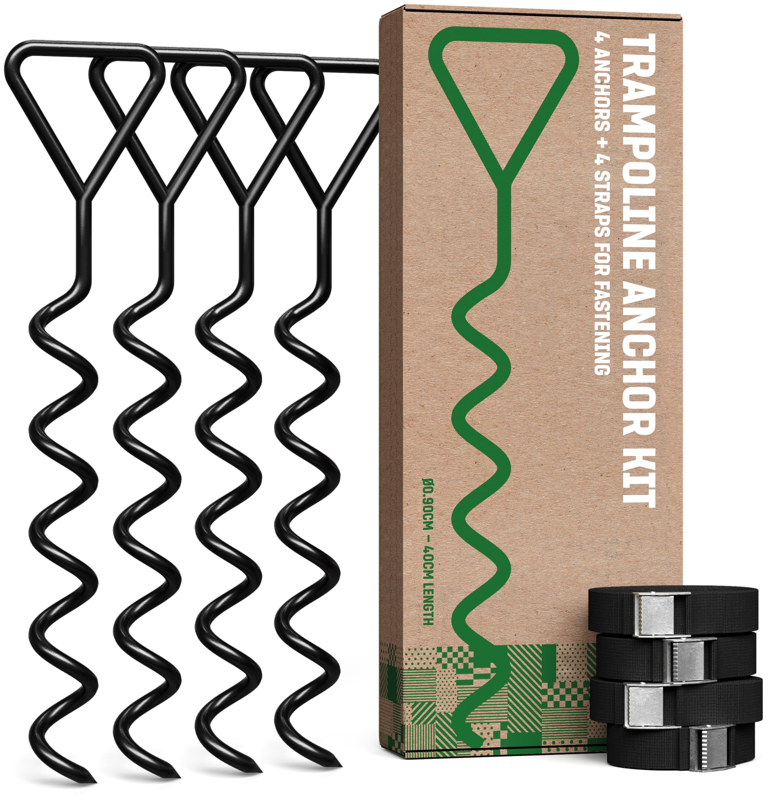 GardenGloss Piquets D’Ancrage Trampoline Set - 40cm Piquets Robustes pour Trampoline - Ancres À Visser pour Une Fixation Sûre dans Le Sol