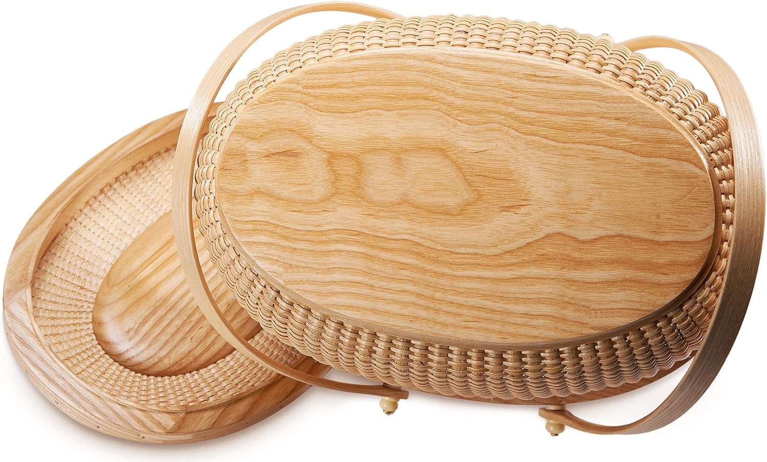 Nantucket Style Basket Picnic Basket Rattan Handmade Products Woven Sewing Storage Basket Two Swing Handles Tote Bag for Women