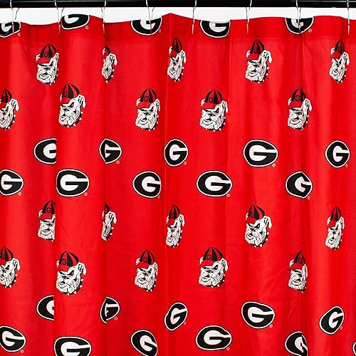 College Covers Everything Comfy Georgia Bulldogs - Cortina de ducha brillante y colorida de 70 x 72 pulgadas