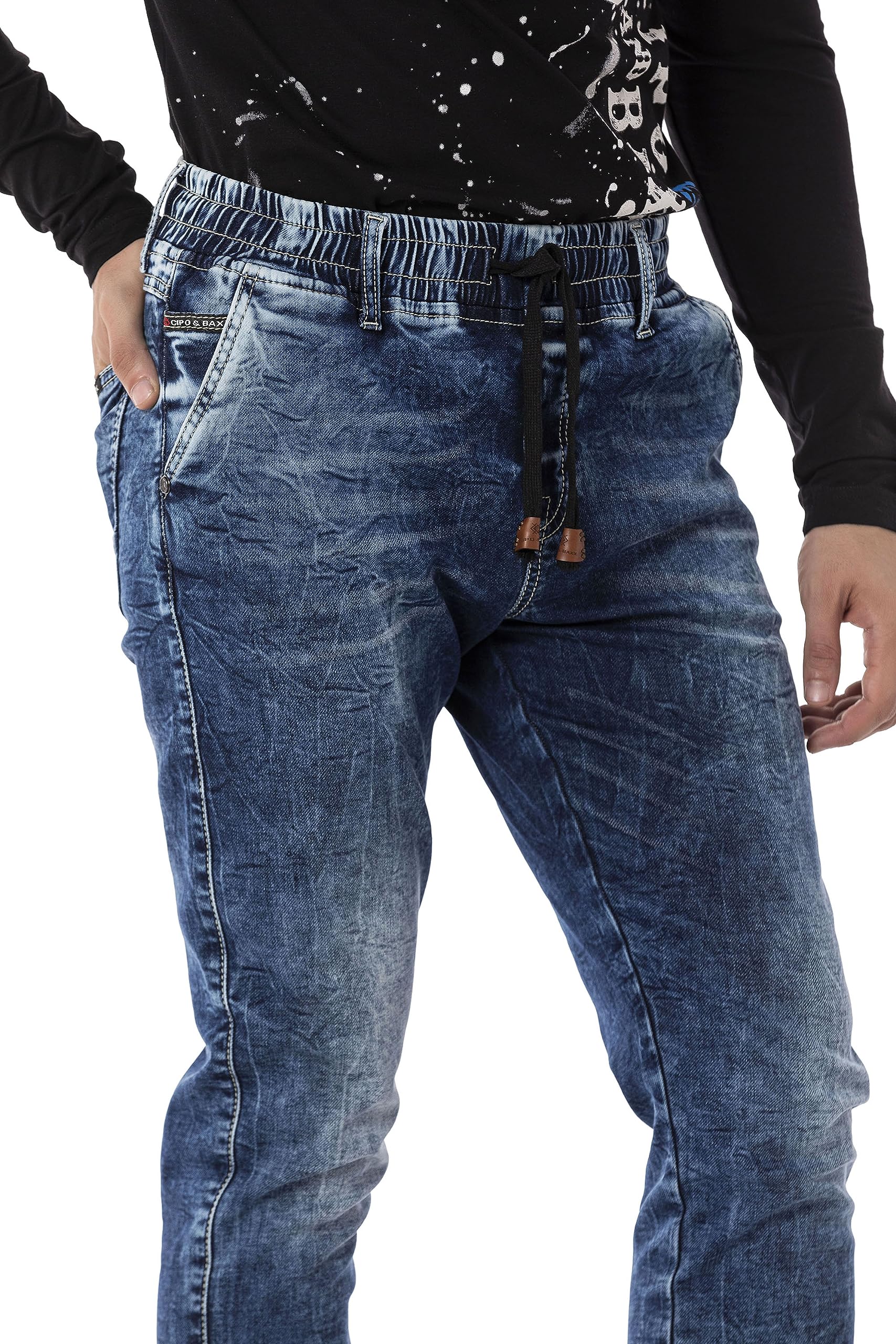 Cipo & Baxx Herren Joggerhose | Sportlich & Streetwear mit Cargotaschen & Stretch | Sporthose Gummi Freizeithose