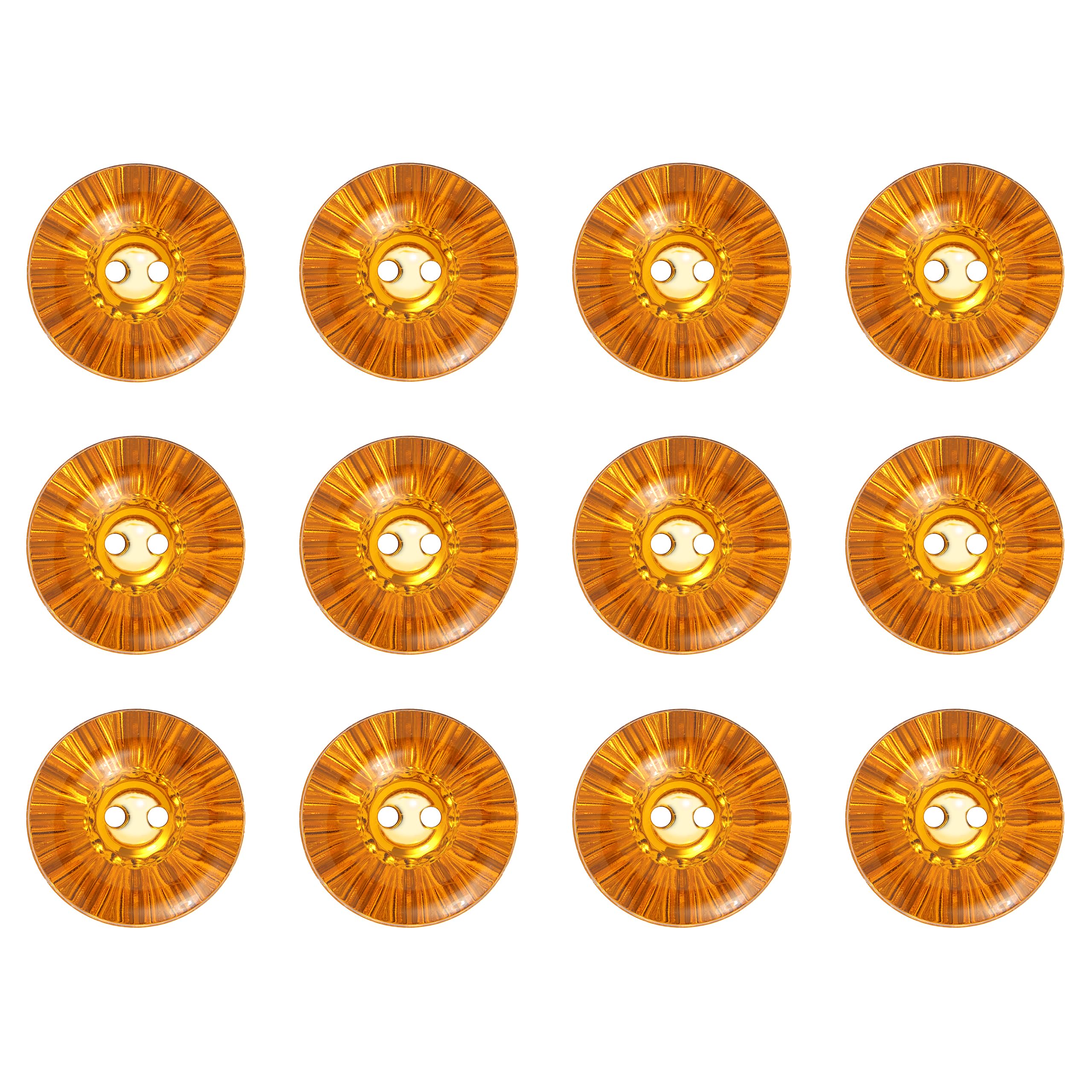 Pack of 12 Amber 15mm Acrylic 2 Hole Buttons for Sewing on Clothing Crafts Shiny Sparking Embellishments