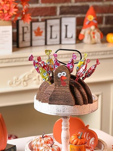 Miniatura 5 de Decoración de Acción de Gracias, soporte de madera para paletas de pavo y soporte para pastel para el hogar, exhibición de mesa de otoño