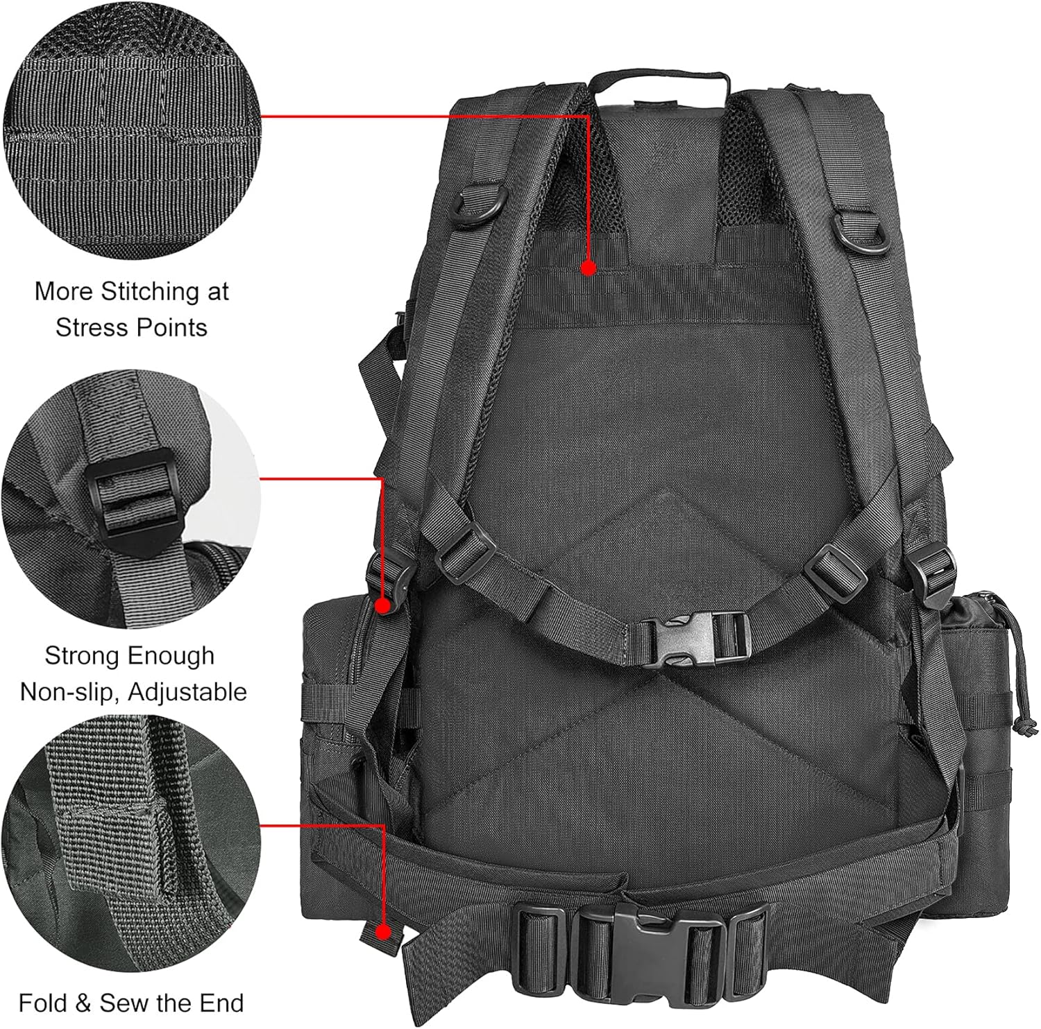 NOOLA Military Tactical Backpack Army Assault Pack Detachable Rucksack Molle Bag Black : Sports & Outdoors