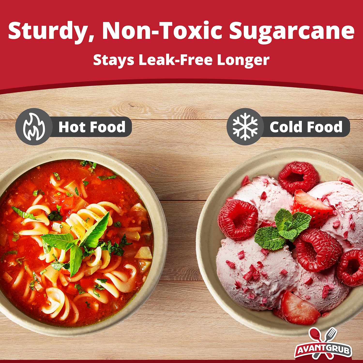 Leak-Proof, Compostable 11.5 oz Bowls 50 Pack. Sturdy, Plant-Based, Microwave Safe Sugarcane Containers for Soup, Salad, Dessert. BPA-Free, Soak-Proof Disposable Bowl for Hot or Cold Meals, and Snacks - Image 2