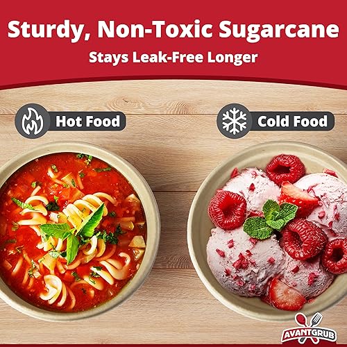 Miniatura 2 de Cuencos apilables de 11.5 onzas, a prueba de fugas, compostables, paquete de 25 unidades, resistentes y a base de plantas, aptos para microondas