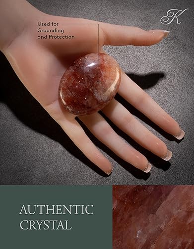 Miniatura 3 de KALIFANO Piedra de palma de cuarzo de fuego con efectos curativos y calmantes, cuarzo hematoide de alta energía, cristal de preocupación para reiki,