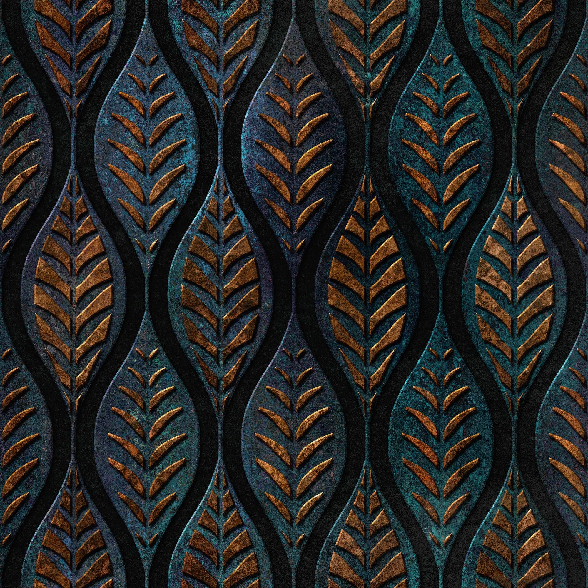 HEKO PANELS Tissu velours au mètre Tissu décoratif imprimé Tissu d'ameublement Tissu d'ameublement Velours Polyester Tissus à coudre Imperméable Royal Ornements Feuilles 140 x 500 cm RDX1321