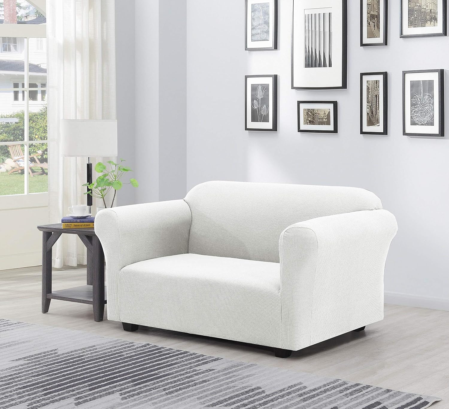Jody Clarke Sofa Cover 1, 2, 3 Piece Spandex Non Slip Soft Couch Loveseat Chair Protector Slipcover Stretch Protection Love Seat Furniture Covers for Sofa and Loveseat (1PC LOVESEAT,White)