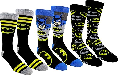 DC Comics Calcetines casuales de Batman para hombre, paquete de 3 pares (talla única, Batman 3), Batman 4