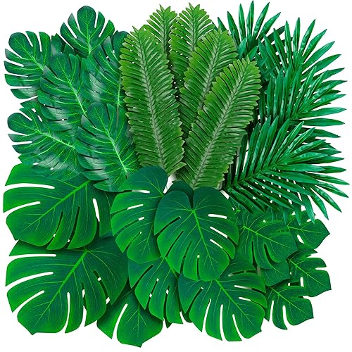 108 Pack Palm Leaves Artificial Tropical Monstera - 6 Kinds
