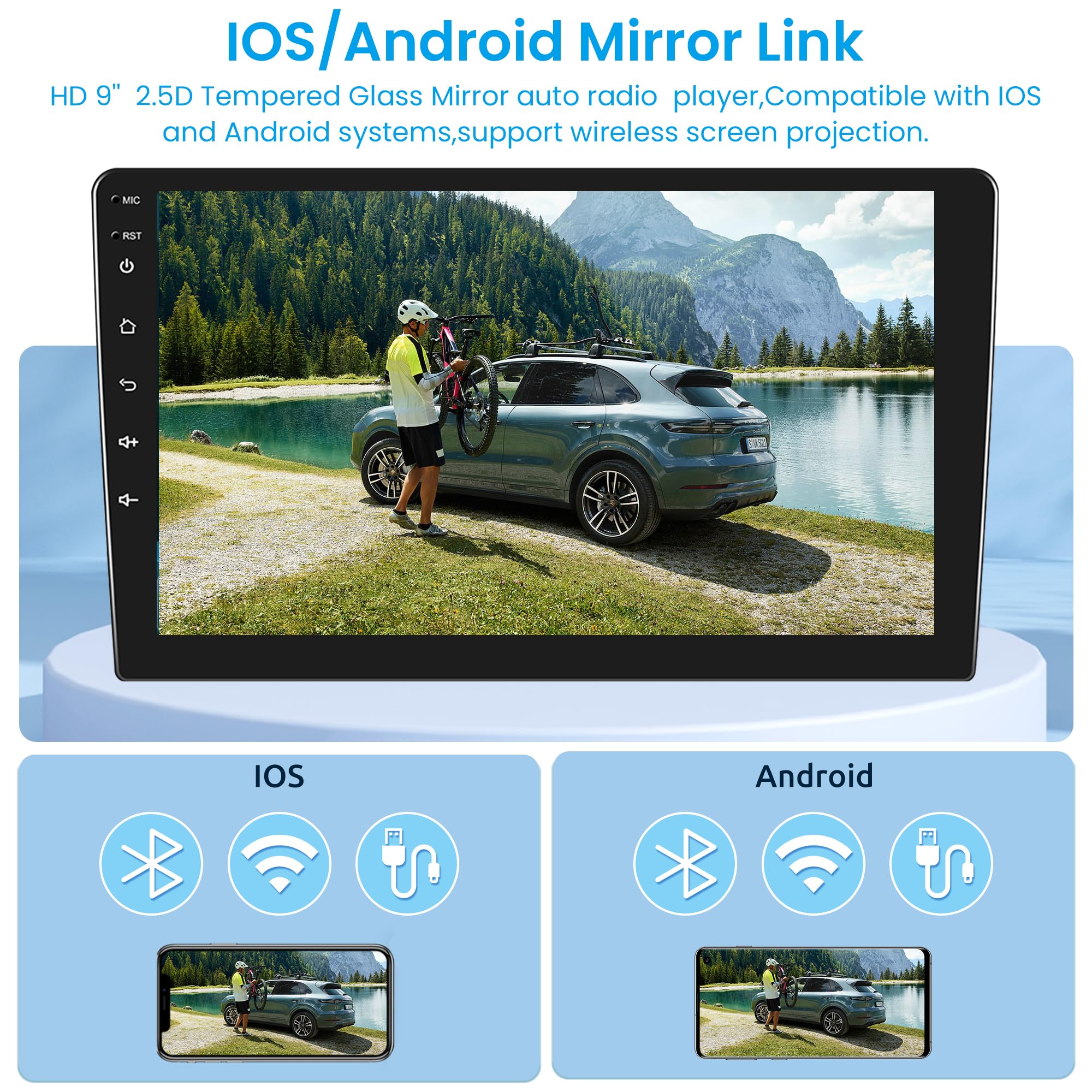 1G 32G Android 13 Autoradio 2 Din pour Peugeot 308/408 2007-2013 avec GPS Navi WiFi Mirror Link 9 Pouces Touchscreen Autoradio avec Bluetooth FM/RDS Radio USB EQ Commandes au Volant Caméra de Recul