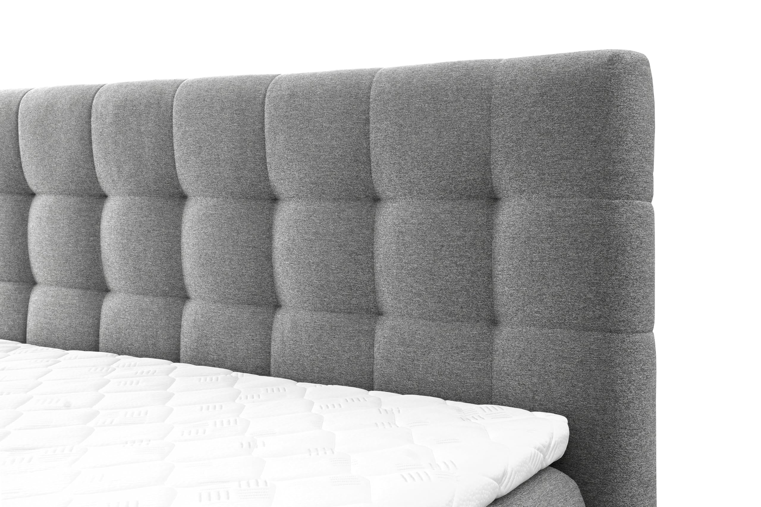 FURNISTAR Echtes Boxspringbett Blake mit Pocketmatratze und Bonellmatratze Familienbett mit Topper und Taschenmatratze Bett mit 2 Matratzen Polsterbett Schlafzimmer (180x200, Grau)