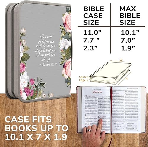 Miniatura 10 de DEHITE Funda para la Biblia para mujer, bolsa de transporte para la Biblia, tamaño grande y mediano, se adapta a libros de 10.1 x 7 x 1.9 pulgadas,