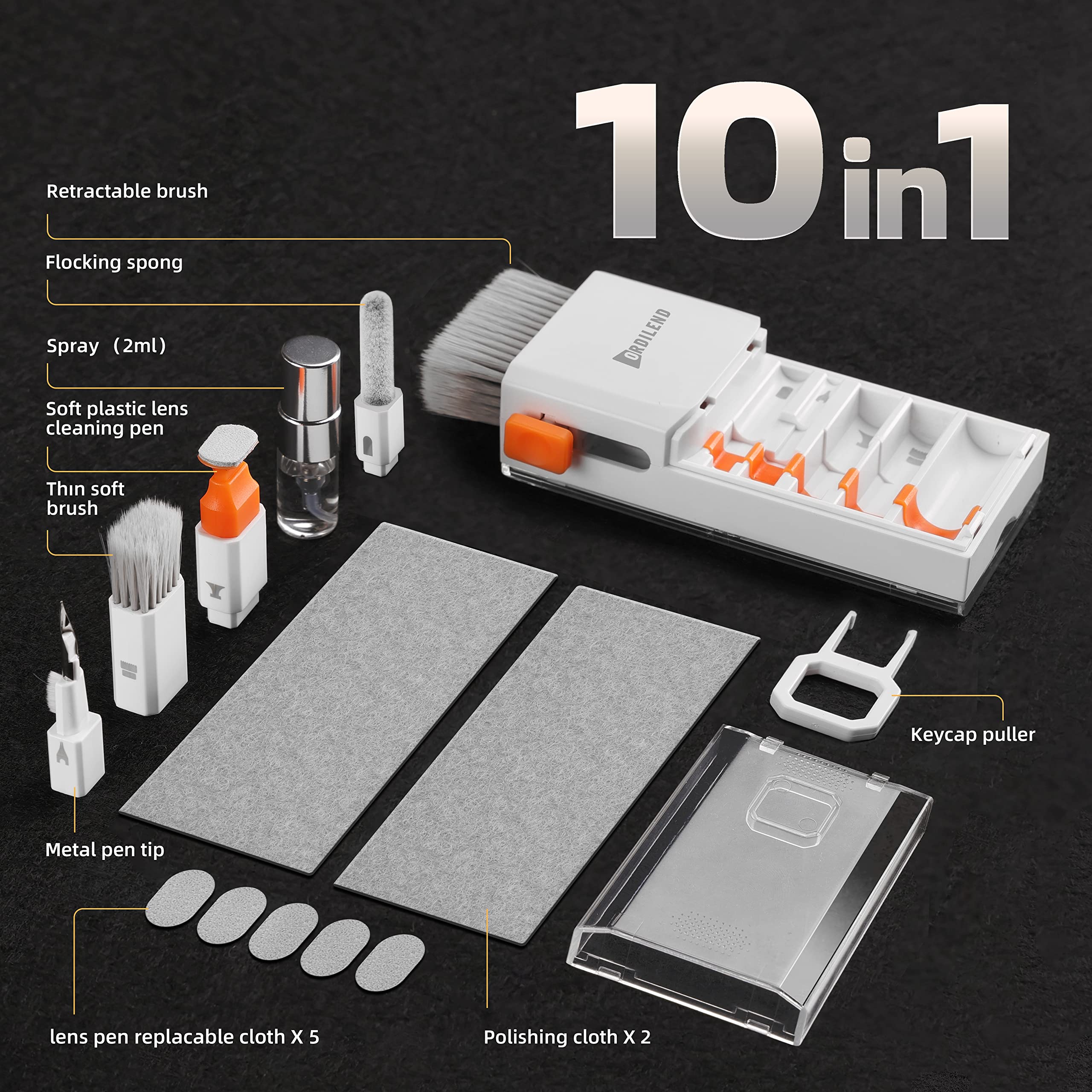 Limpiador Teclado Teclado Kit Limpieza Movil Pantalla Limpiador Teclado Ordenador Herramienta de Pincel para Tableta,Monitor de PC,Lente de cámara de TV con Spray diseño de Caja compacta con Patente