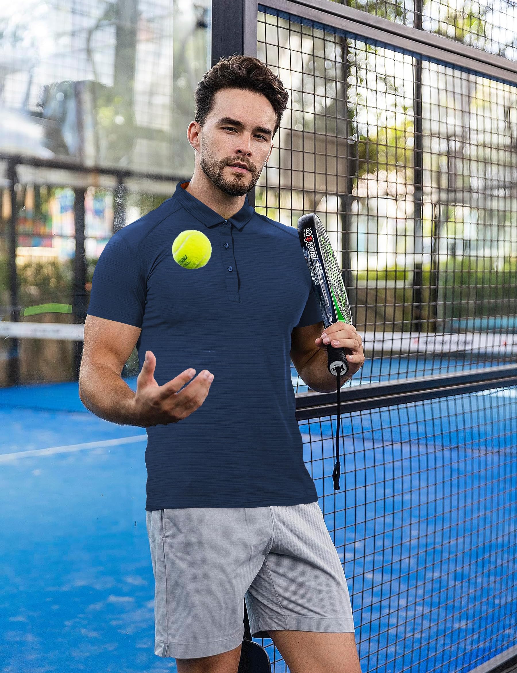 Polo da uomo slim fit sport tennis golf t-shirt manica corta asciugatura rapida traspirante allenamento polo