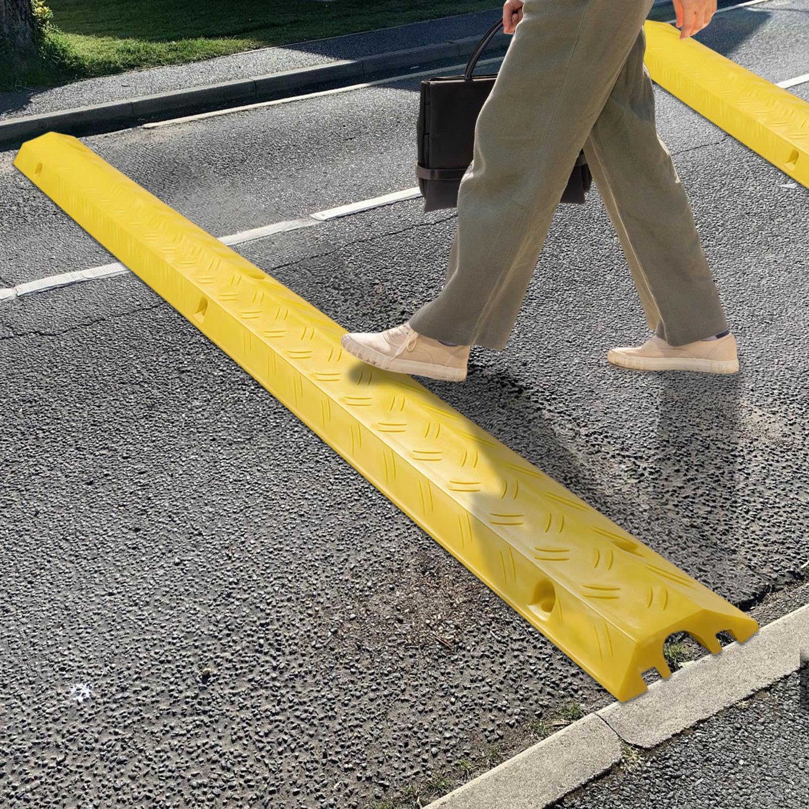 Protector De Manguera Para Entrada De Vehículos Rampa Para Suelo De Cable | Cubierta Para Cable De Oficina para Acera Garaje Jardín Carretera Pasillo