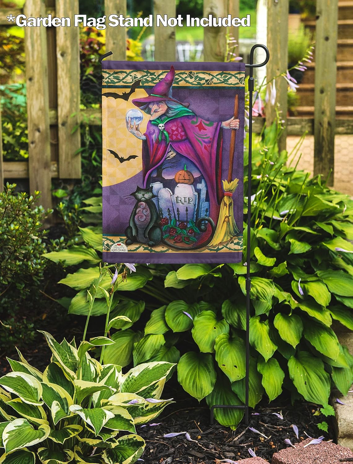 Flagology.com, Jim Shore Halloween Witch – Garden Flag 12.5" x 18", Outdoor Flag, Licensed Jim Shore, Exclusive Premium Fabric, Halloween