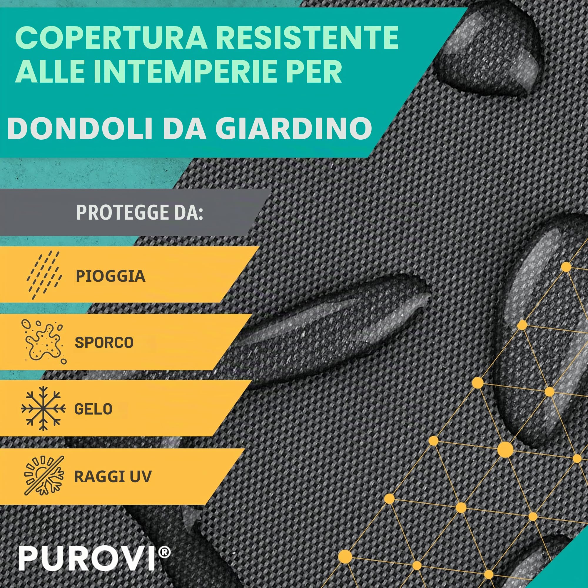 Premium Hollywood TELO di copertura per DONDOLO | Tessuto Oxford 420D | Misura universale 210 x 150 x 150 cm | Idrorepellente e resistente ai raggi UV