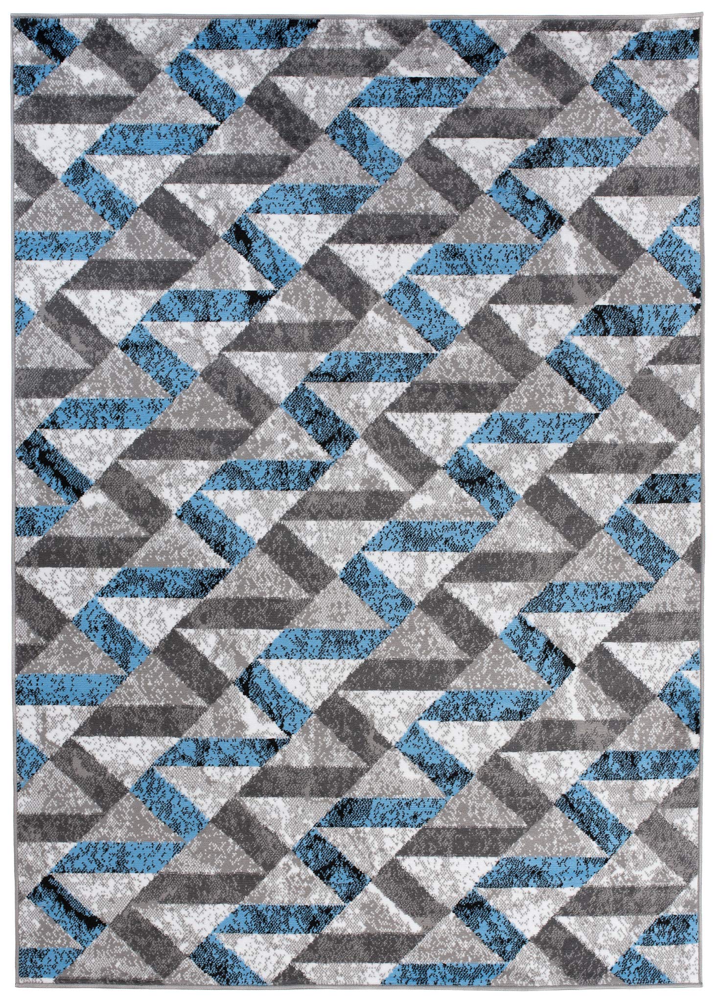 TAPISO Maya kolekcja dywan z krótkim włosiem, nowoczesny, szary, kremowy, niebieski, geometryczne paski, melanż, do salonu, sypialni, Ökotex 140 x 200 cm