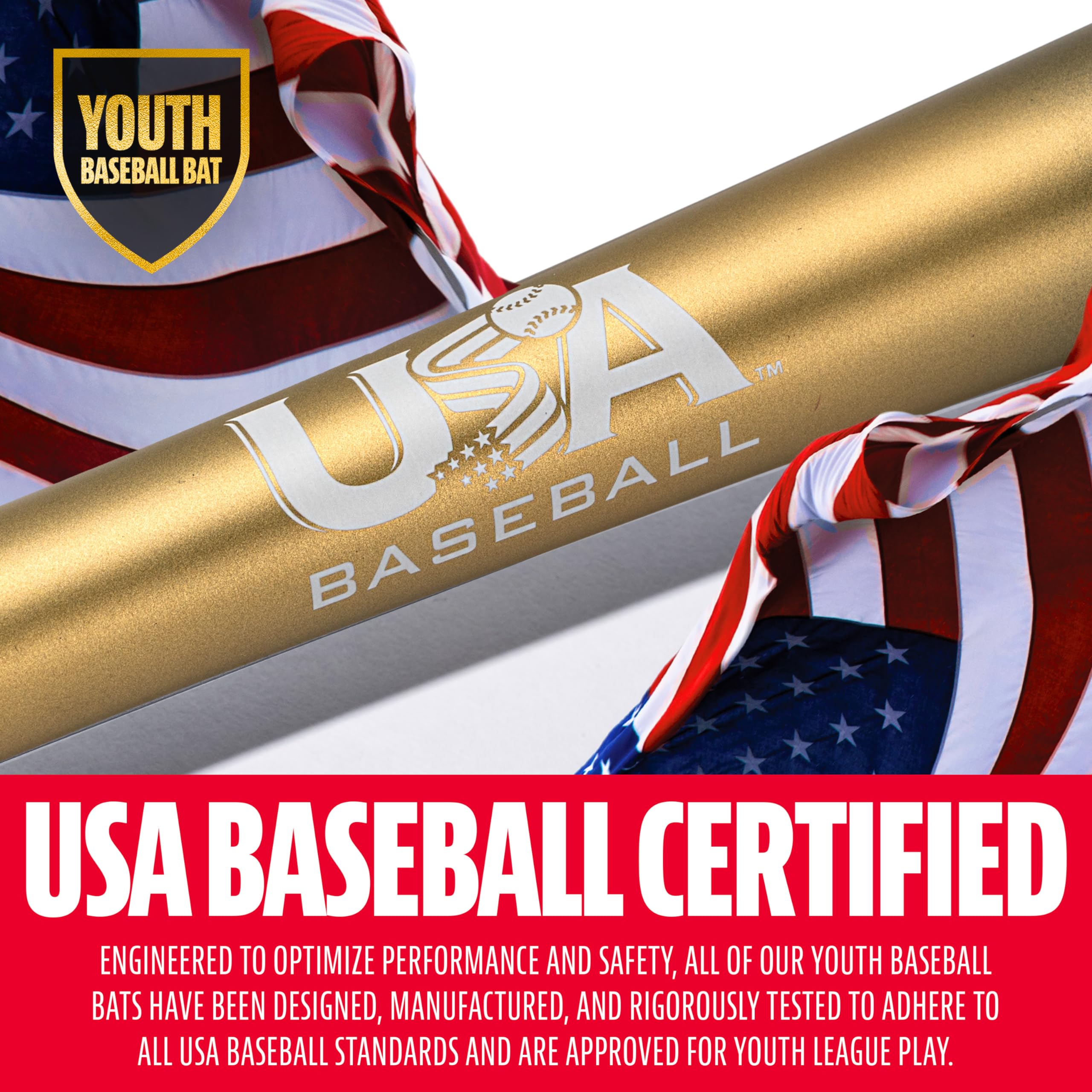 Franklin Sports - Bate de béisbol para jóvenes, Bates de béisbol para niños de 8 a 12 a 2 5/8 Pulgadas, Bate de Metal para niños, caída Juvenil -9 + -10 Bates de Aluminio, béisbol de Estados Unidos,