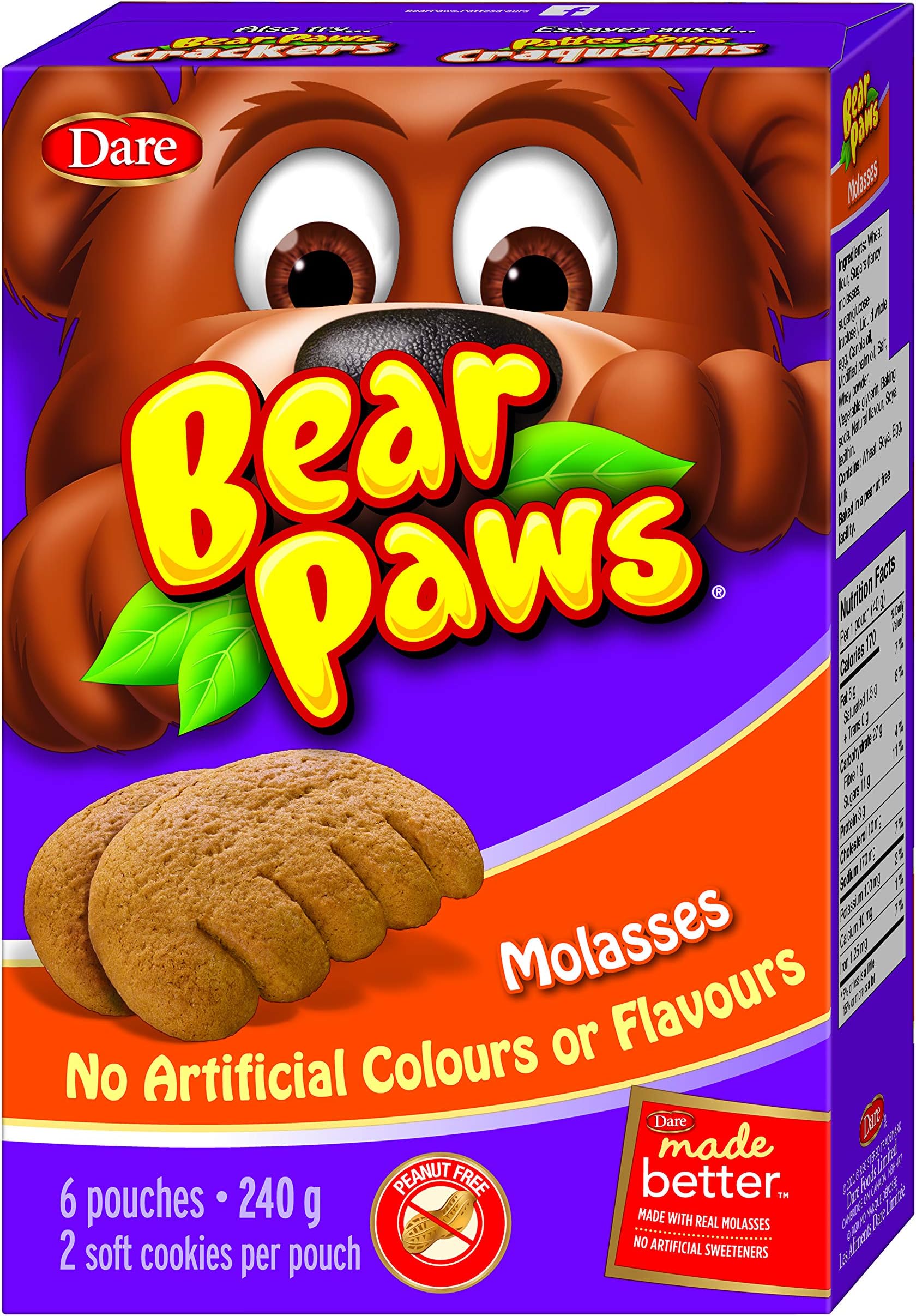 Dare Bear Paws Soft Molasses Cookies 270g - Peanut Free - {Imported from Canada}