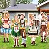 4 Pcs Oktoberfest Party Decorations Oktoberfest Photo Prop Large Face Yard Sign with Stakes Waterproof Bavarian Beer Festival for German Outside Lawn Garden Decor Photography