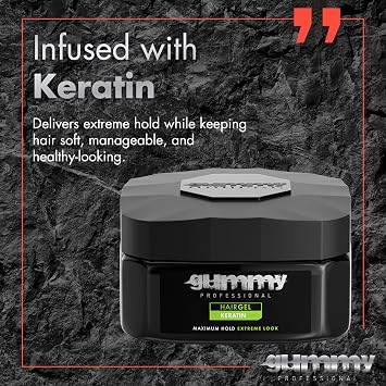 Keratin Hair Gel Extreme Hold with Shine & Strength - 220 ml (7.44 Fl Oz)