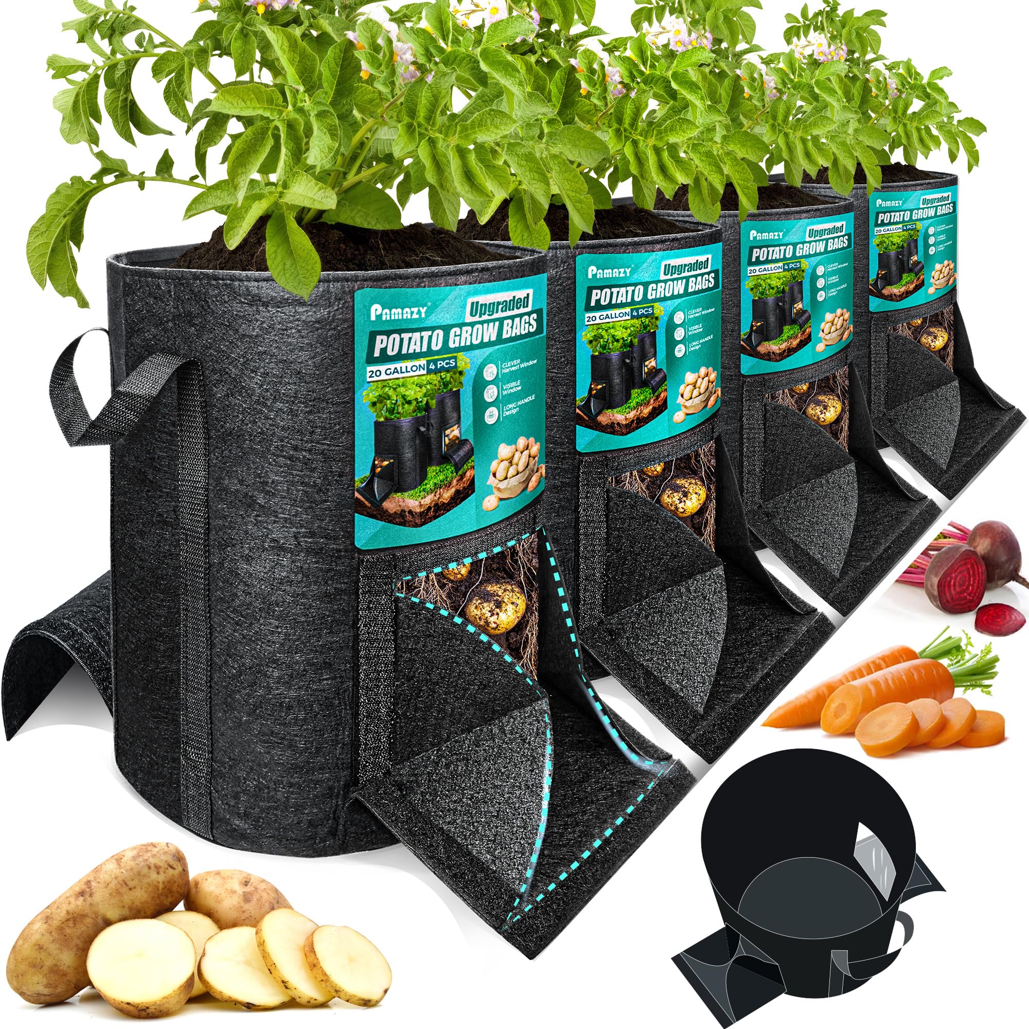 PAMAZY 4PCS 20-Gallon Potato Grow Bags