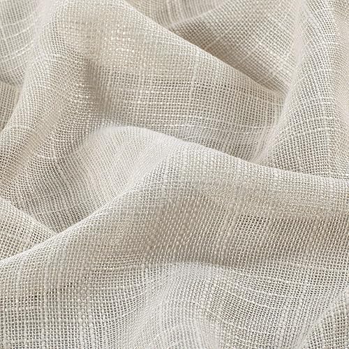 Miniatura 9 de 2 piezas de cortinas de aspecto de lino sólido y elegante paneles totalmente cosidos, cortinas de tratamiento de ventana (52 x 63 pulgadas de largo,