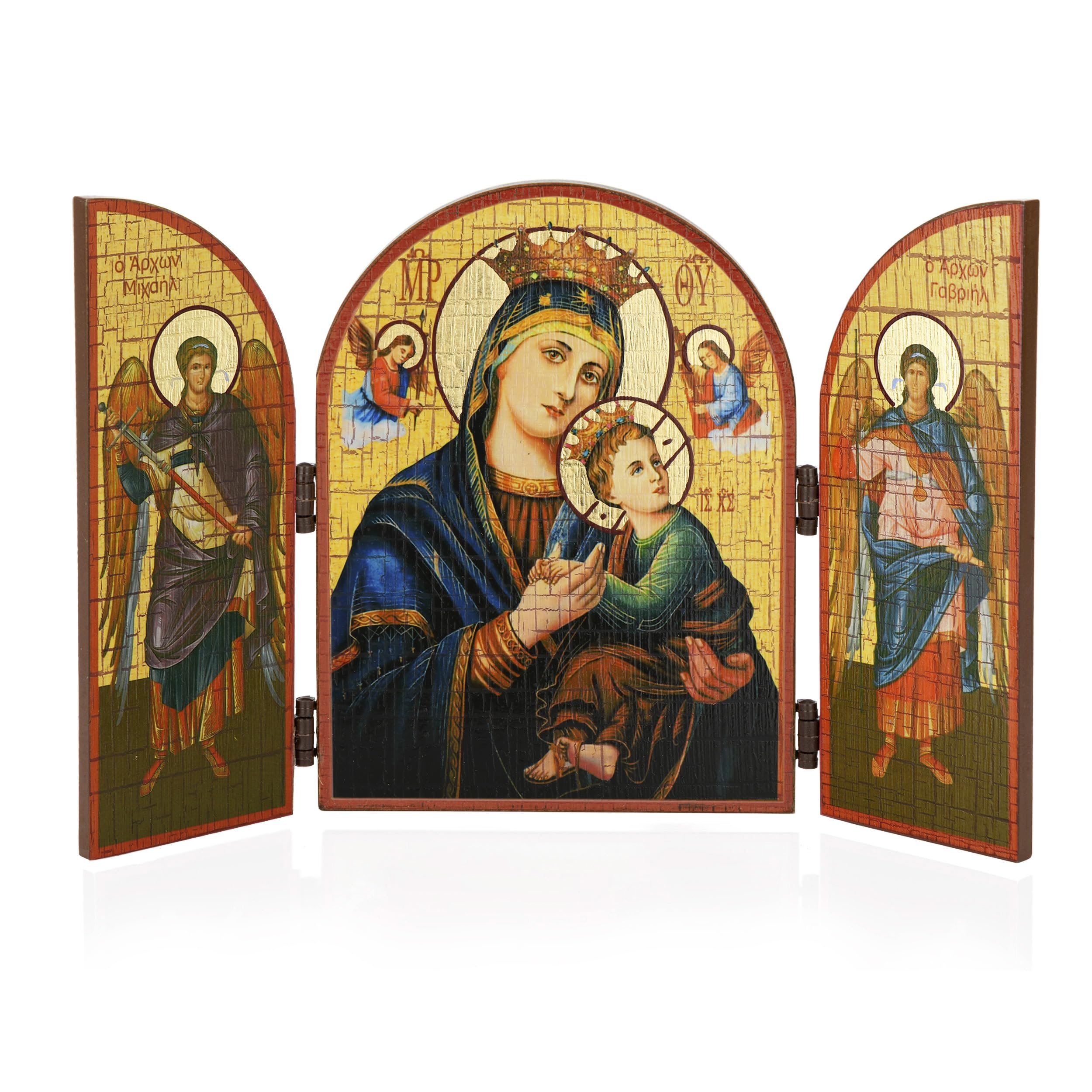 NKlaus Mother of Perpetual Aid Icon Triptych Wood 25 x 16 cm Christian 13816