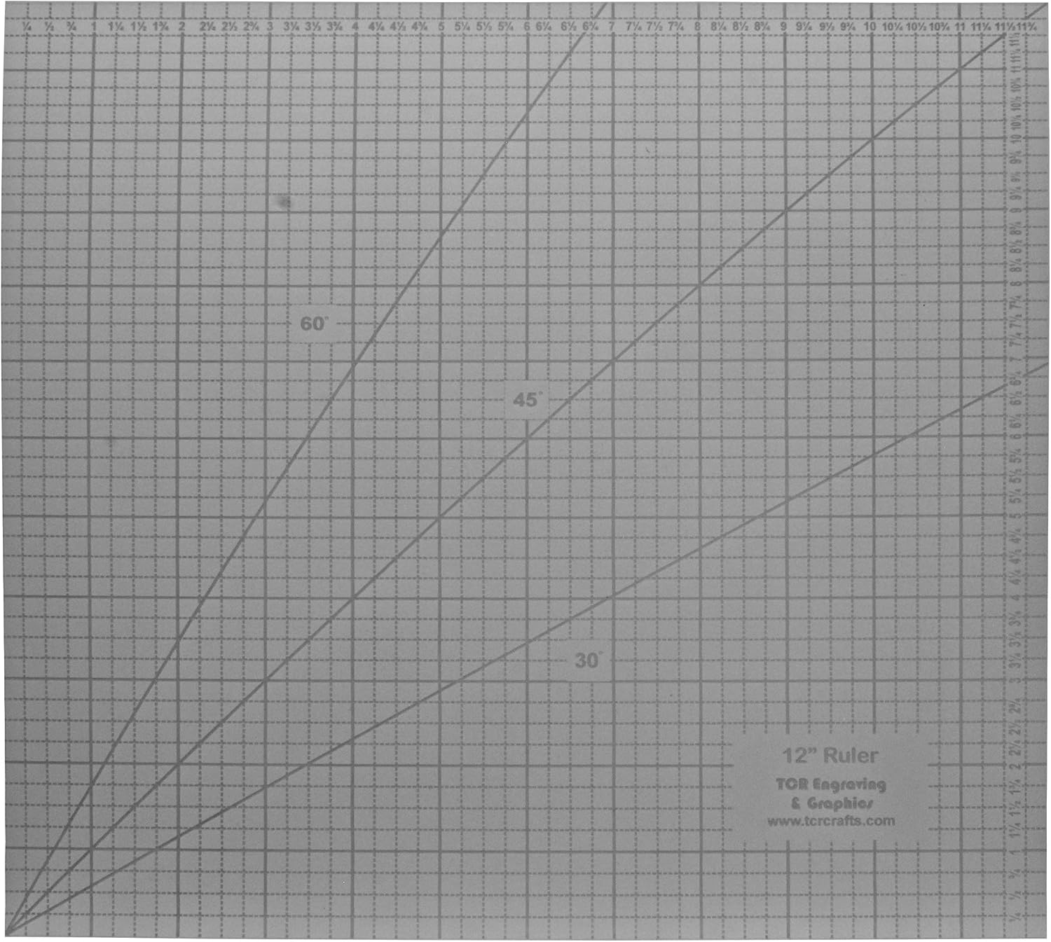 12 Inch Square Ruler 1/8 Inch Clear Acrylic Includes 30, 45 and 60 Degree Guidelines