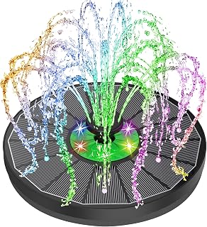 Yzert Glass Solar Fountain Floating 3.5W 2200mAh, Colorful LED, Bird Bath | Solar Water Fountain Green Flower for Bird Bath, Garden, Outdoor, Pond -Black Panel Colorful
