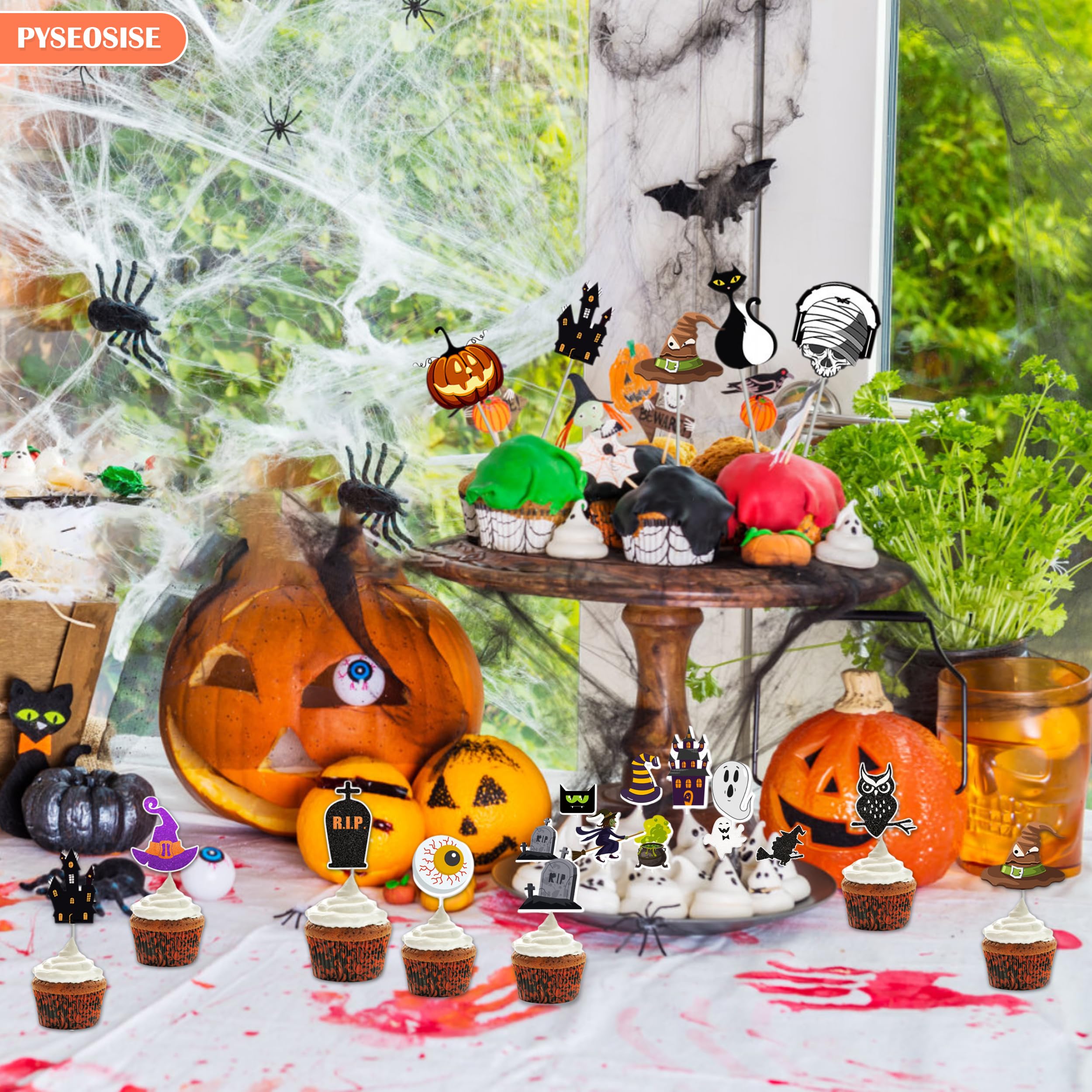 Lot De 48 Décorations Pour Cupcakes D'Halloween - Mini Pierres Tombales Et Cuillères, Pour Fêtes Et Anniversaires