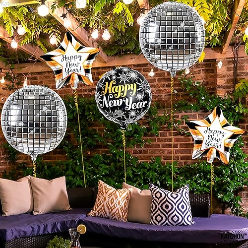 Miniatura 2 de KatchOn, Juego de globos grandes 3D de feliz año nuevo, 22 pulgadas, suministros de fiesta de Año Nuevo 2024, decoraciones de feliz año nuevo 2024,