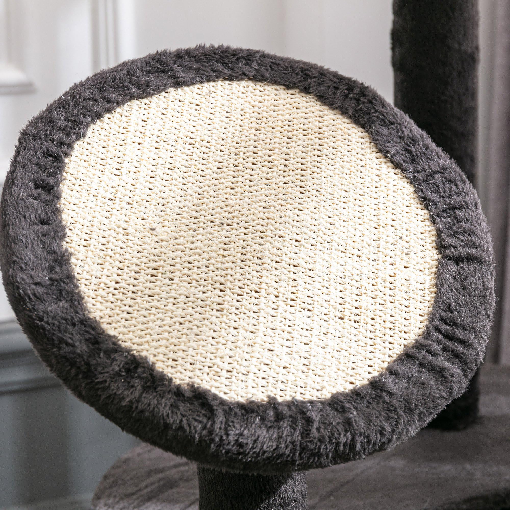 PawHut Árbol Rascador para Gatos Grande Torre 65x50x153 cm Gris Oscuro | Torre para Gatos, Centro de Actividades, Múltiples Plataforma, Poste, Hamaca, Bolas de Juguete, Cueva
