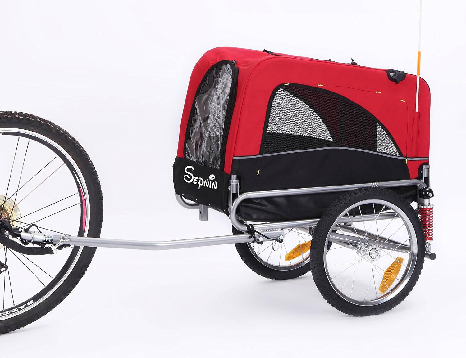 Sepnine Medium pet cart of 2 in 1 Small Sized Comfortable Bike Trailer Bicycle Pet Trailer/Dog Cage 10308S (Red/Black)