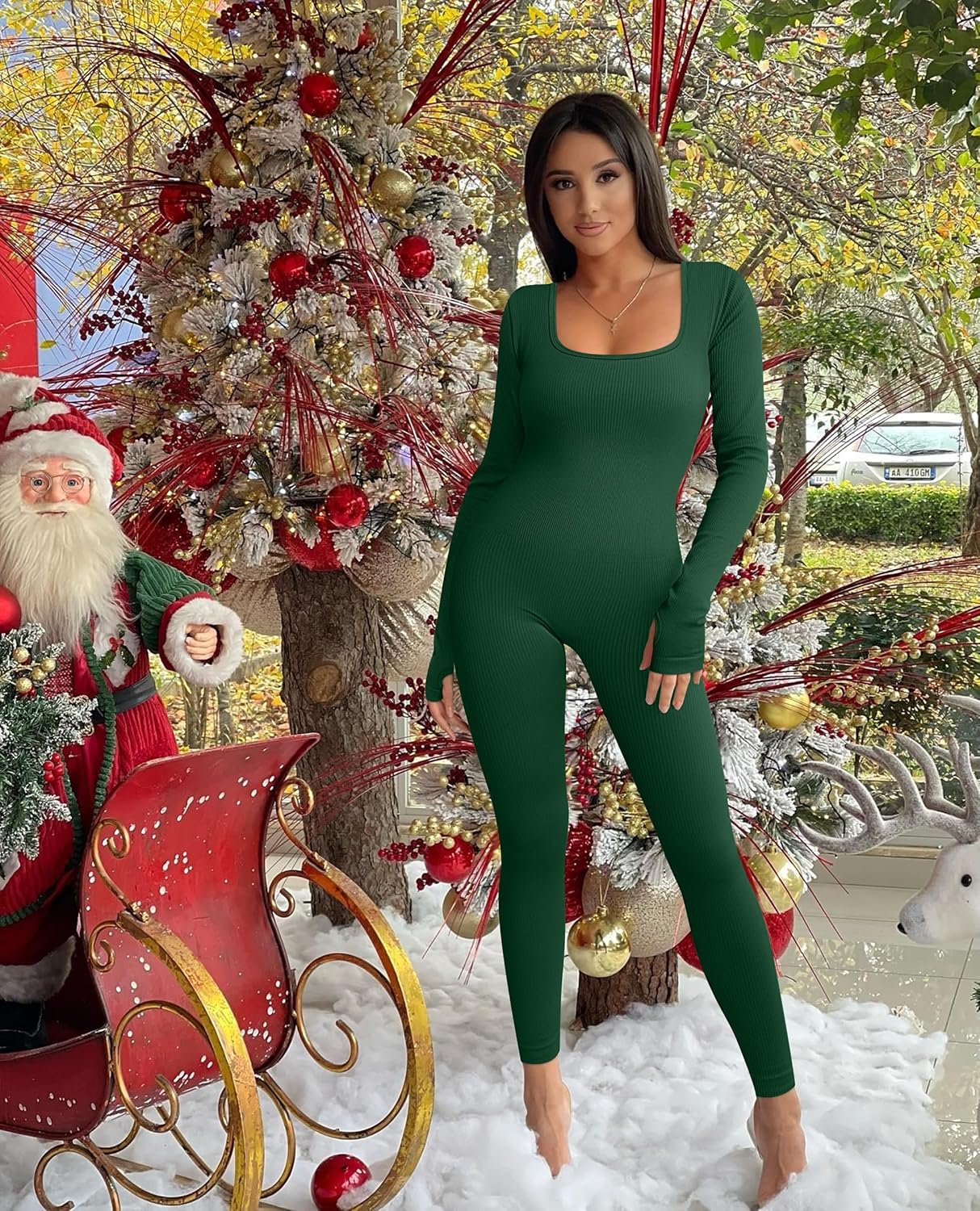 OQQ Women Long Sleeve Yoga Jumpsuits Workout Ribbed Bodysuits Pants Sexy One Piece - Image 6