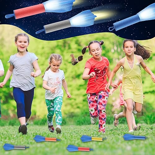 Miniatura 7 de 16 paquetes de cohetes de espuma LED, lanzacohetes voladores, juguetes para fiestas de cumpleaños, para actividades de juego en interiores y