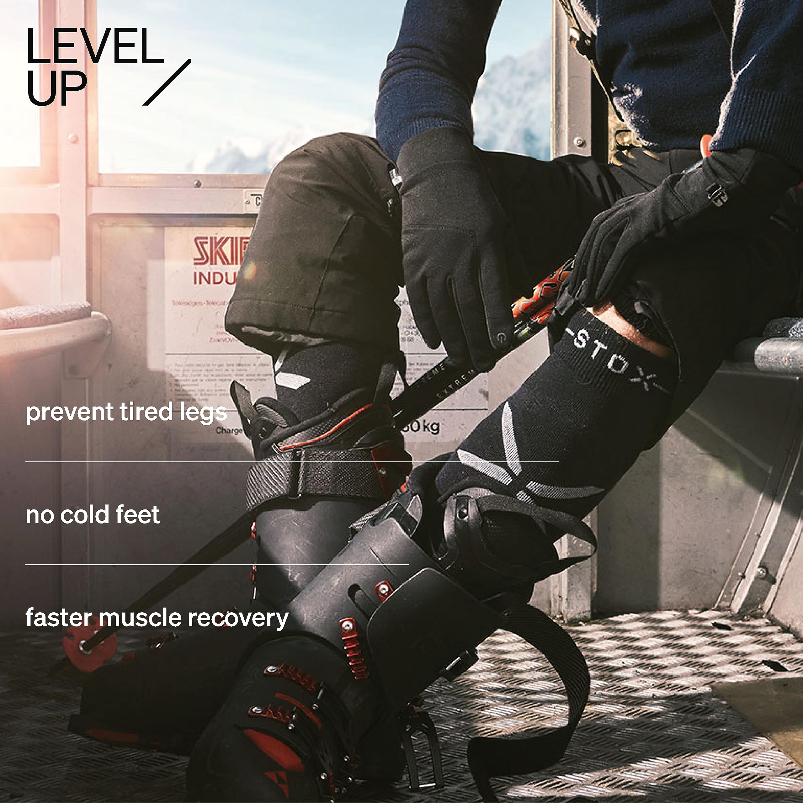 STOX Energy Socks Skisocken Herren, Merino Kompressionsstrümpfe | Ski und Snowboard Thermosocken, Klasse 2 Compression Socks Men, Thermo Socken, Kompressionssocken, Anti-Blasen, Nahtlos