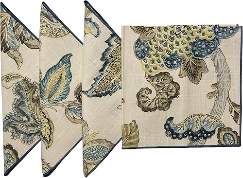 Servilletas de tela con diseño de hojas de algodón y lino, 18.0 x 18.0in, 4 unidades