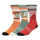 Naurto Uzumaki, Leaf and Ichiraku Striped Mens Athletic Crew Socks