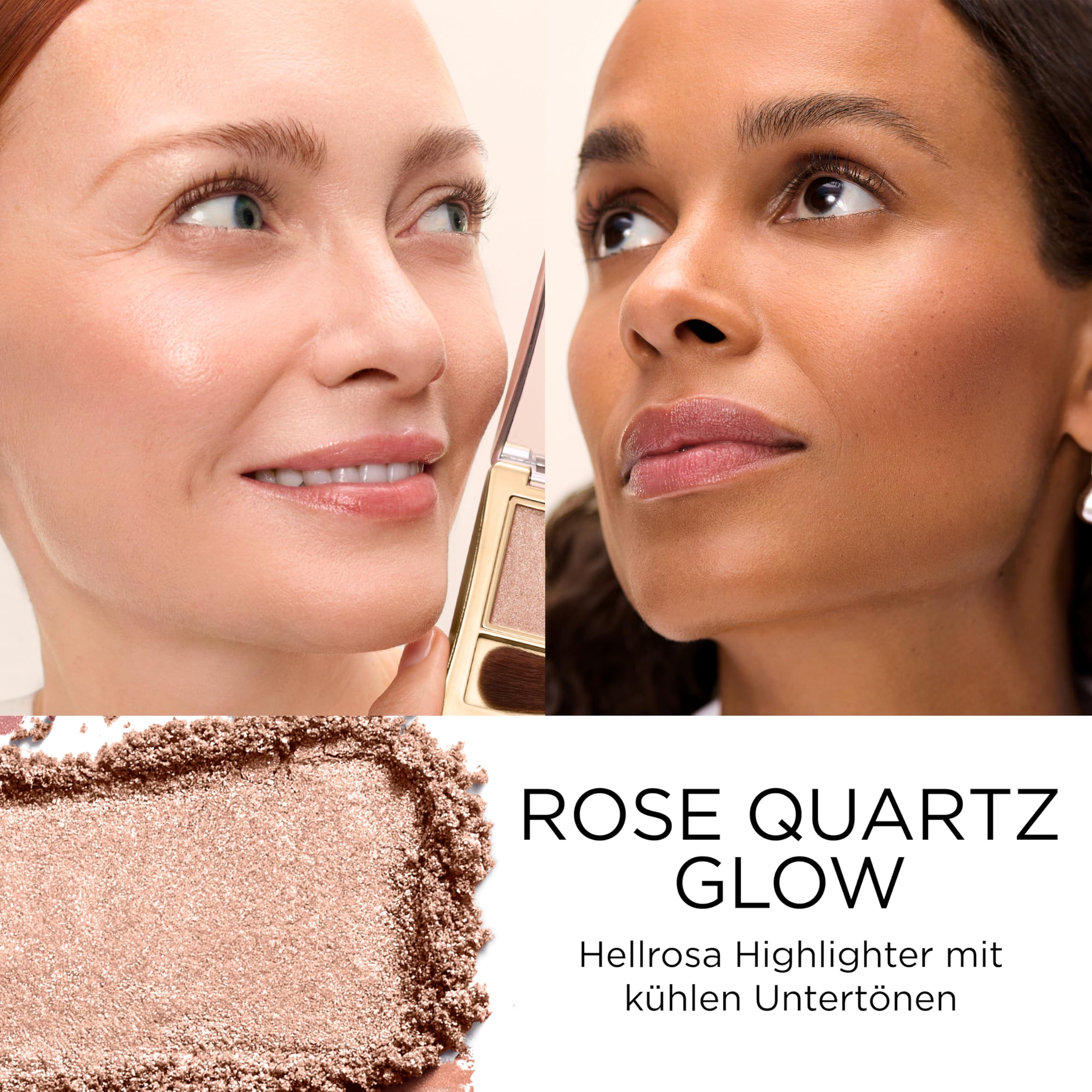Elizabeth Arden – Puder Highlighter Rose Quartz Glow, strahlendes & leuchtendes Finish mit seidiger Textur, talkfreie rosa Highlighter, für alle Hauttöne, passt zu jedem Make-up-Look