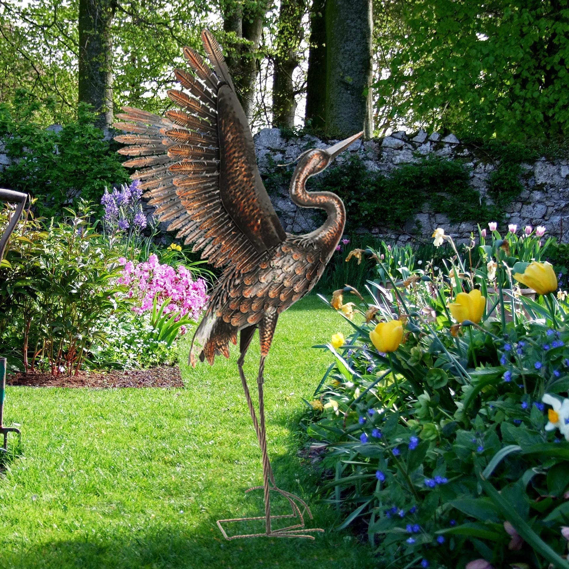 Chisheen Large Garden Crane Statues for Outdoor, Metal Yard Art Heron