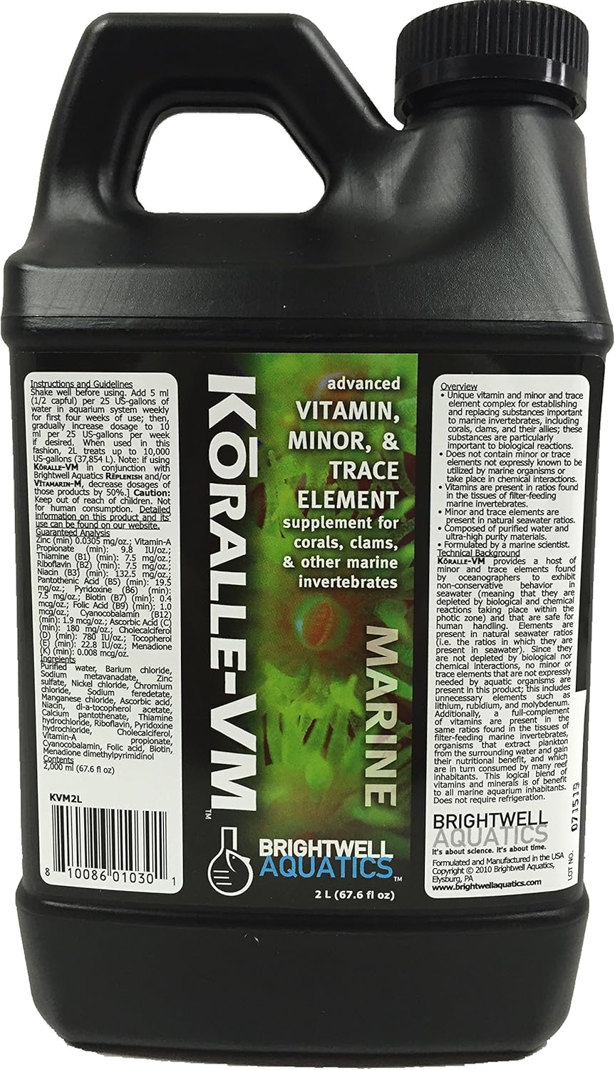 Brightwell Aquatics Koralle-VM - Vitamin and Mineral Supplement for Corals/Clams, 2 Liter (KVM2L)