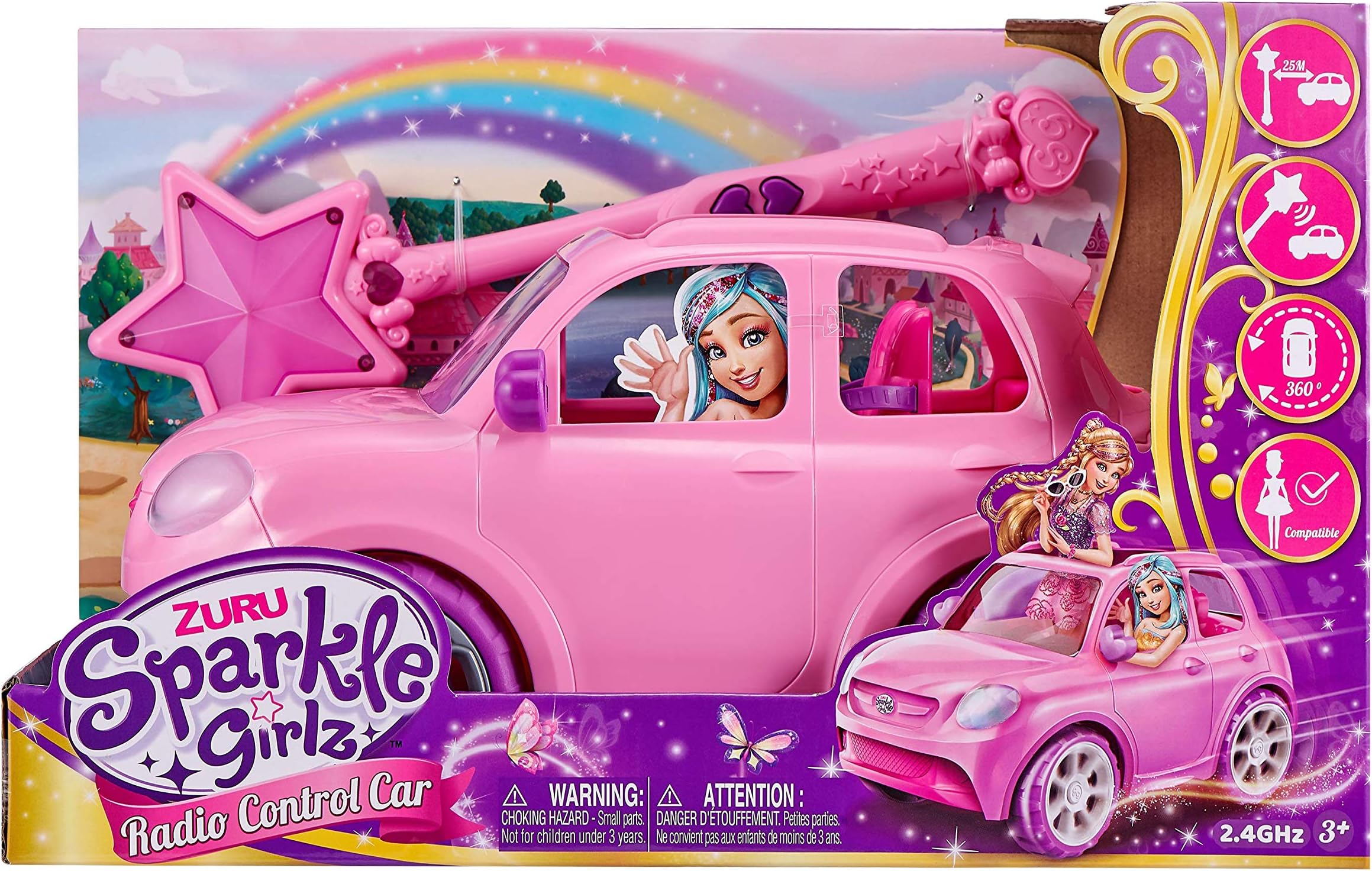 Sparkle Girlz by Zuru Radio Controlled Car with Wand Remote and 360 Degree Control, Pink