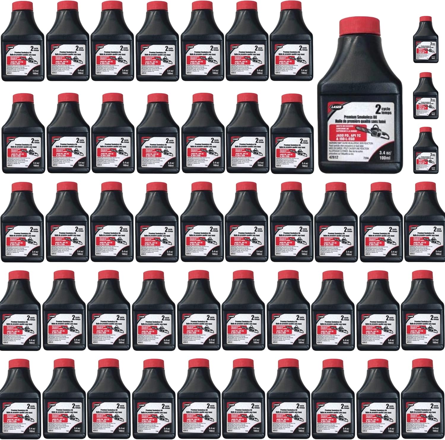 Case of 48 Bottles Laser Semi-synthetic with fuel stabilizer 2 Cycle Oil 3.4 Oz 50:1 Mix 1 Gallon