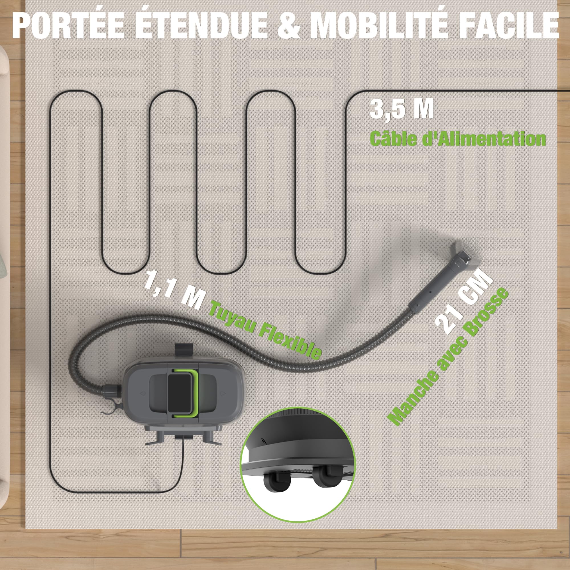 WORKPRO Shampouineuse et Nettoyeur Vapeur 4 en 1 pour Tapis et Tissus d’Ameublement avec Aspirateur Laveur 16 kPa, 4 Modes de Nettoyage, Nettoyeur Canapé Tissu, Matelas, Rideaux, Poils, Voiture