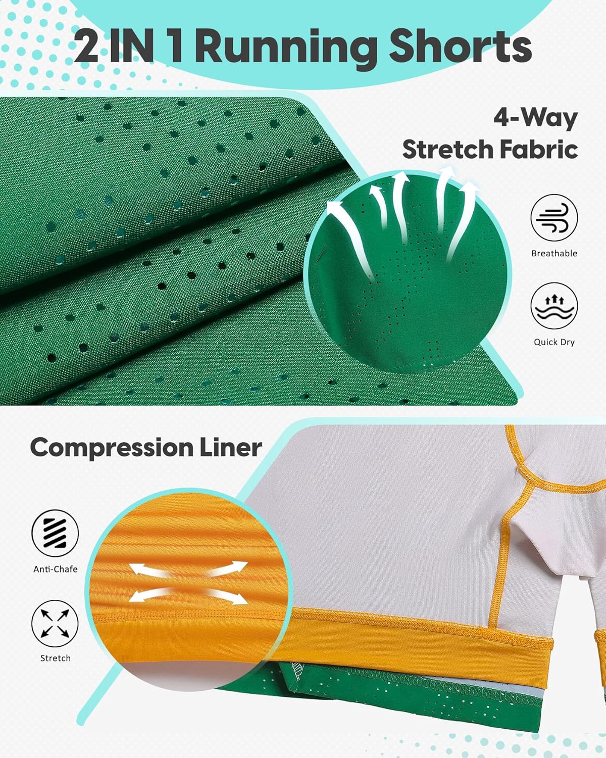 maamgic Mens Running Shorts with Compression Liner 5" Quick Dry Workout Shorts Anti-Chafe Gym Shorts 2 in 1 Athletic Shorts - Image 4