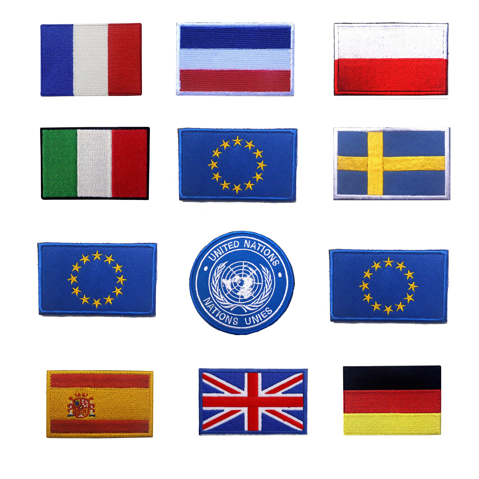 Patch brodé drapeau UK France écusson tactique moral drôle à coudre Lot de 12 pour vêtement